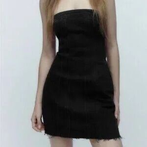 Zara denim Strapless Dress